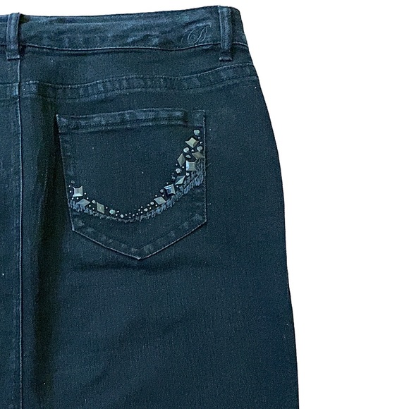 Denim Shirt, Black Midi Denim Skirt, Code Bleu Denim Skirt, Midi Denim Skirt - Picture 4 of 13